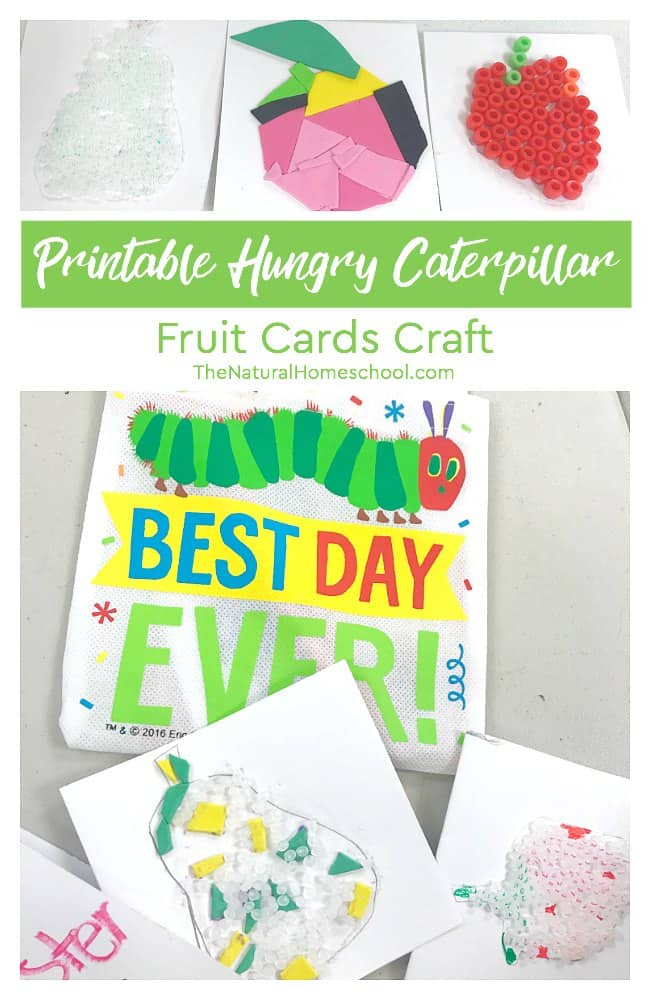 Printable hungry caterpillar fruit cards craft