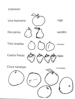 Oruga caterpillar fruit coloring sheet by elementary spanish extravaganza