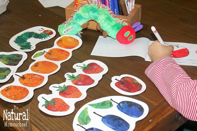 The very hungry caterpillar craft day and fruit names printable book