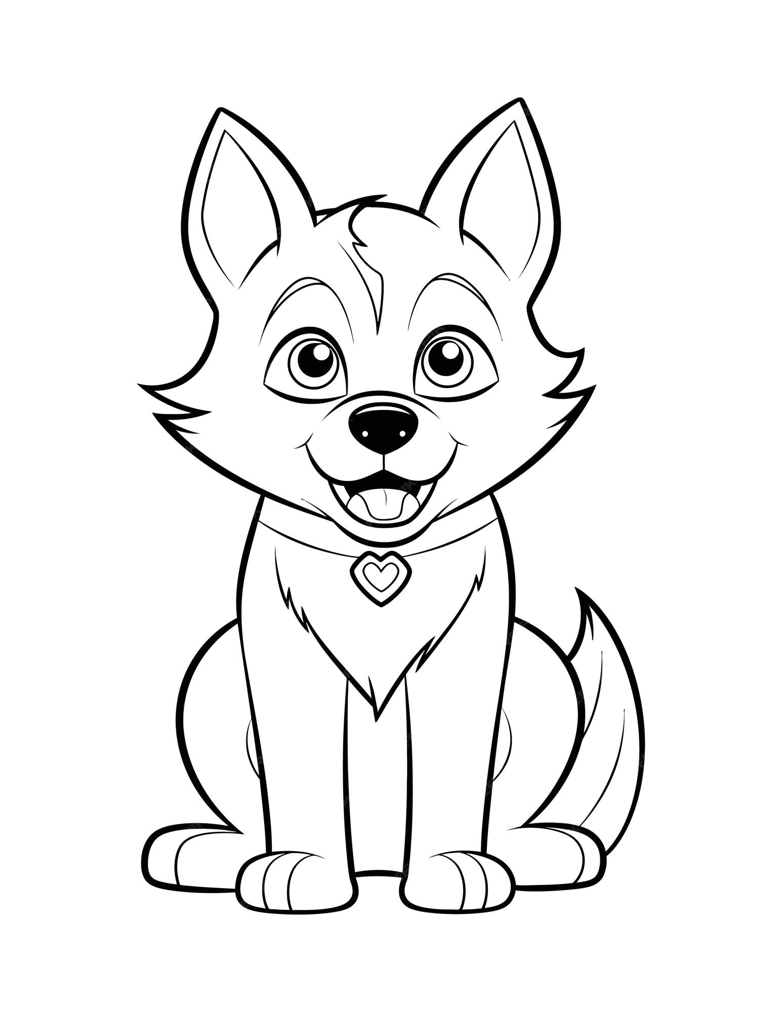 Premium vector siberian husky coloring page