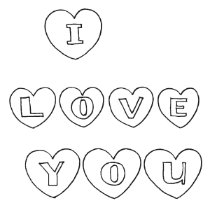 I love you coloring page
