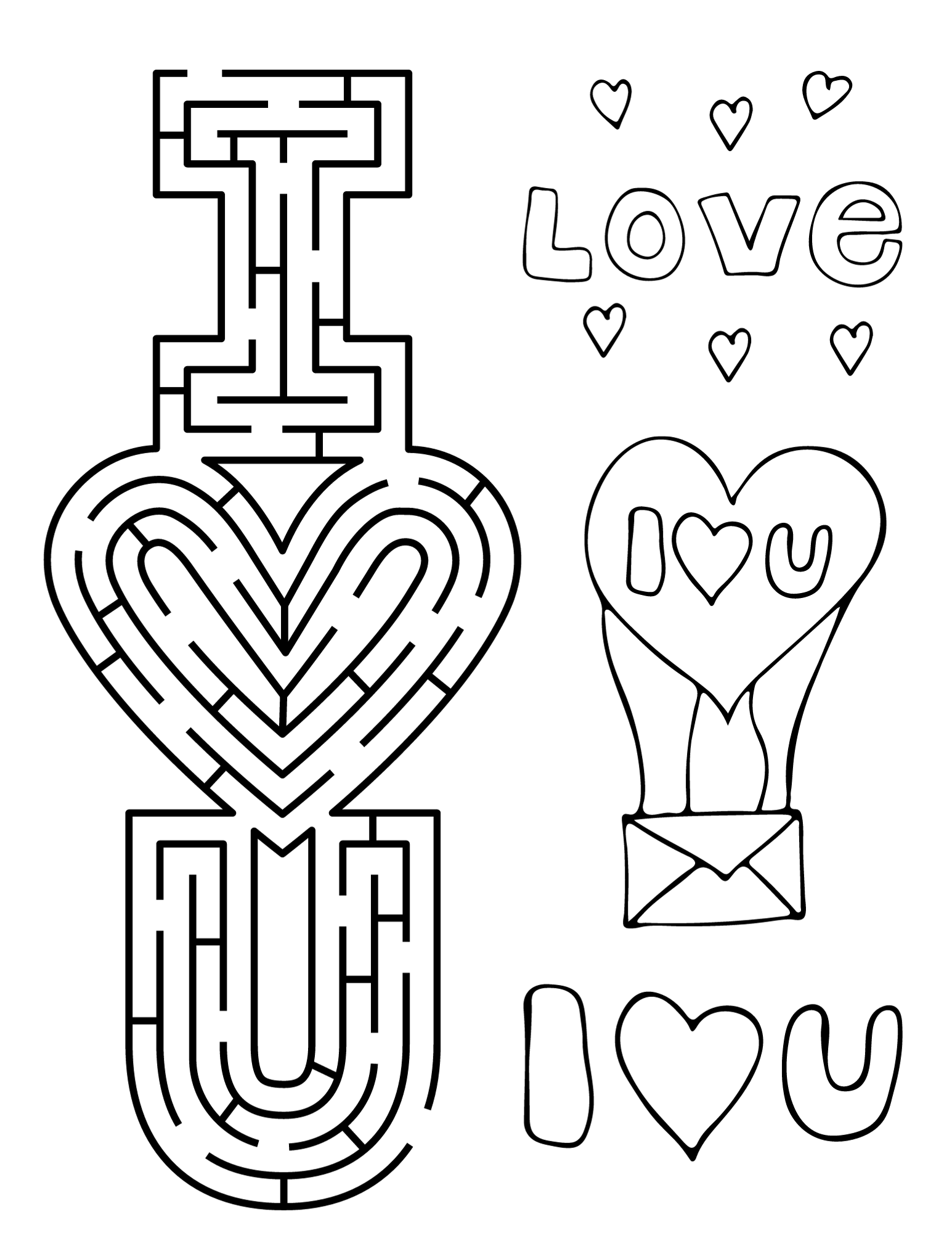 Print these free i love you coloring pages