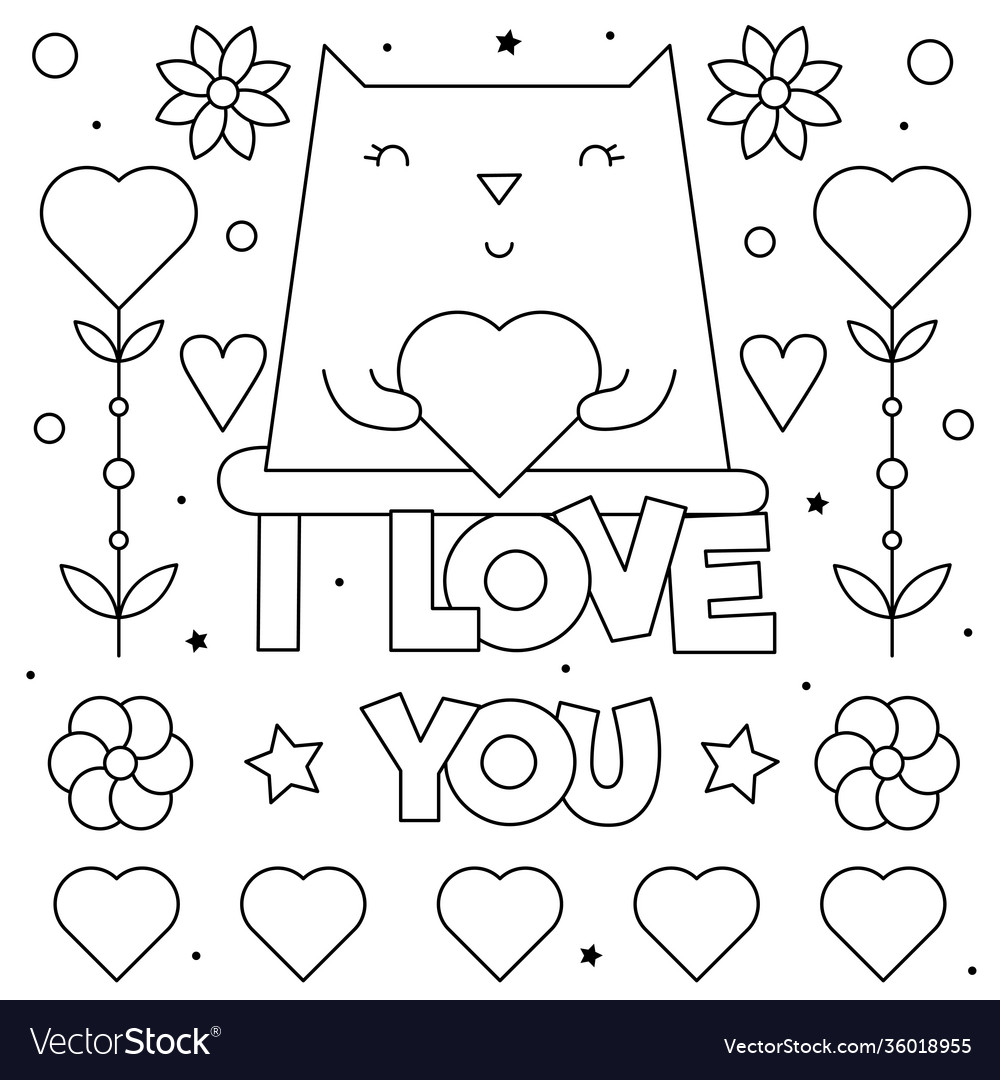 I love you coloring page royalty free vector image