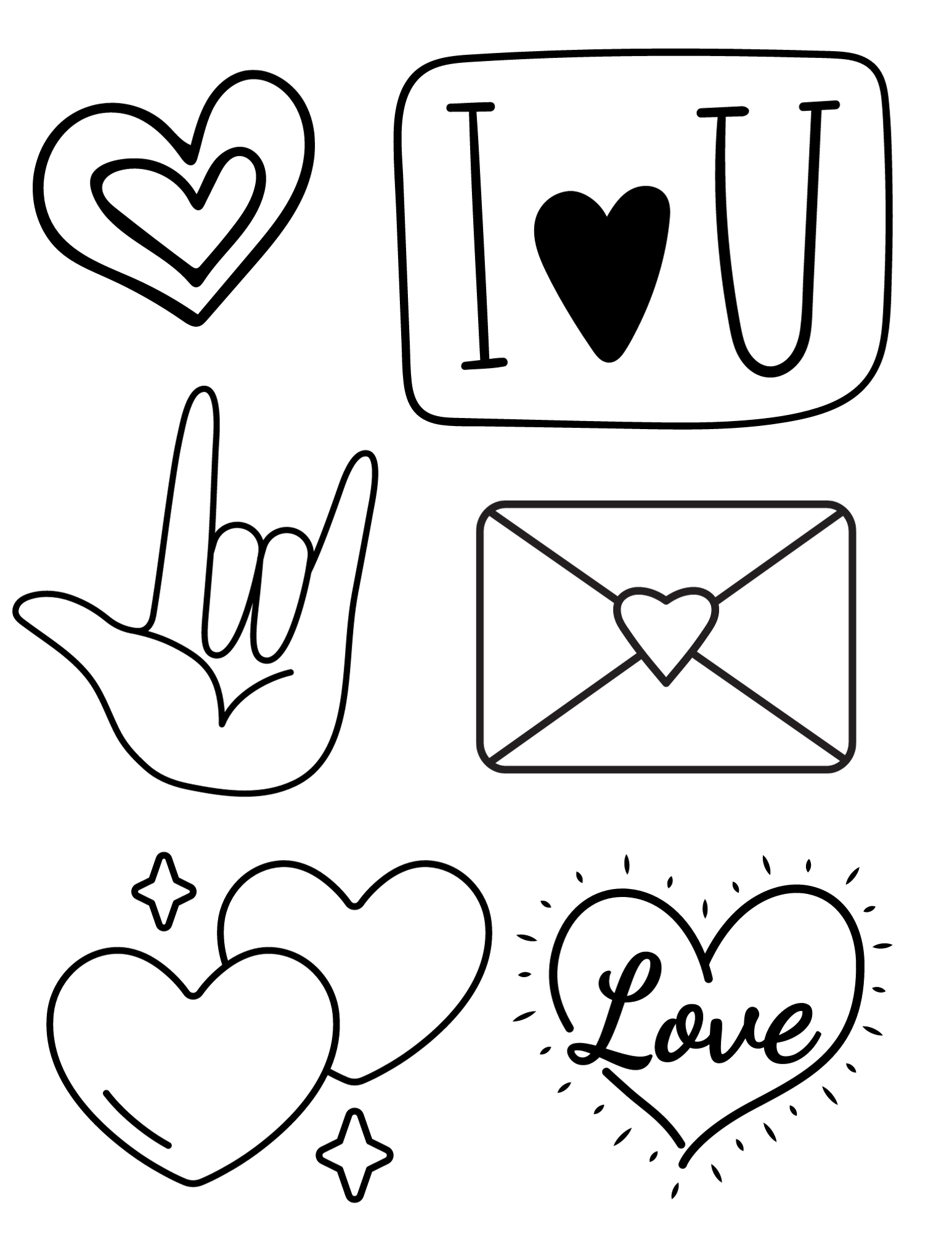 Print these free i love you coloring pages