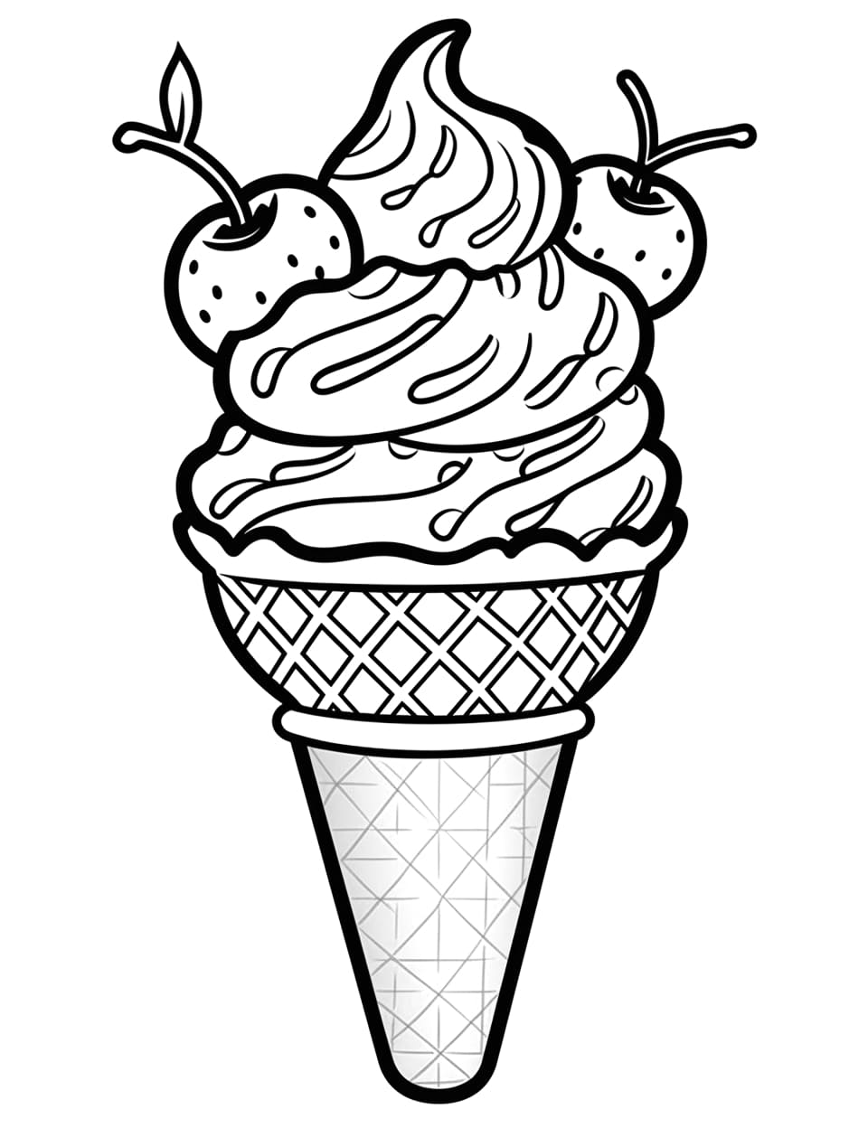 Yummy ice cream coloring pages for kids and adults