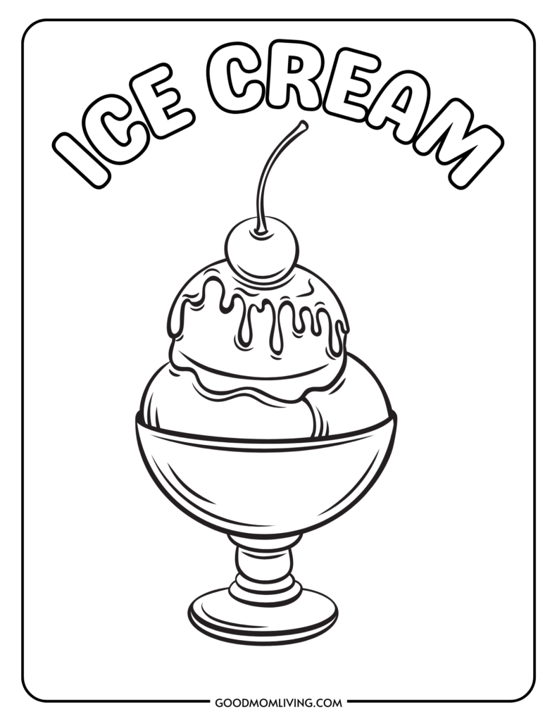 Ice cream coloring pages free for kids and adults