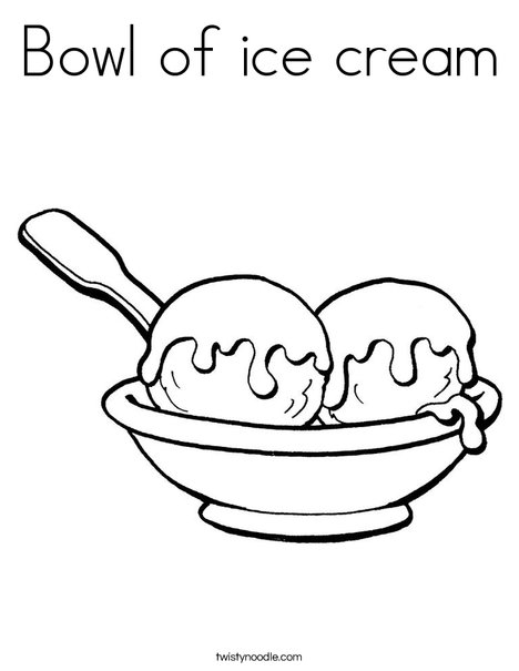 Bowl of ice cream coloring page