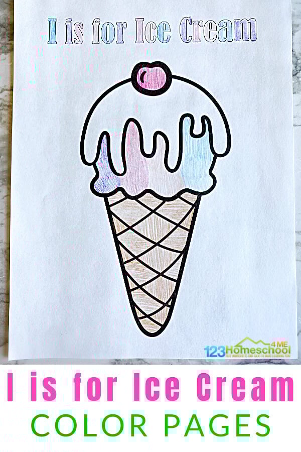 Ð i is for ice cream coloring pages freebie