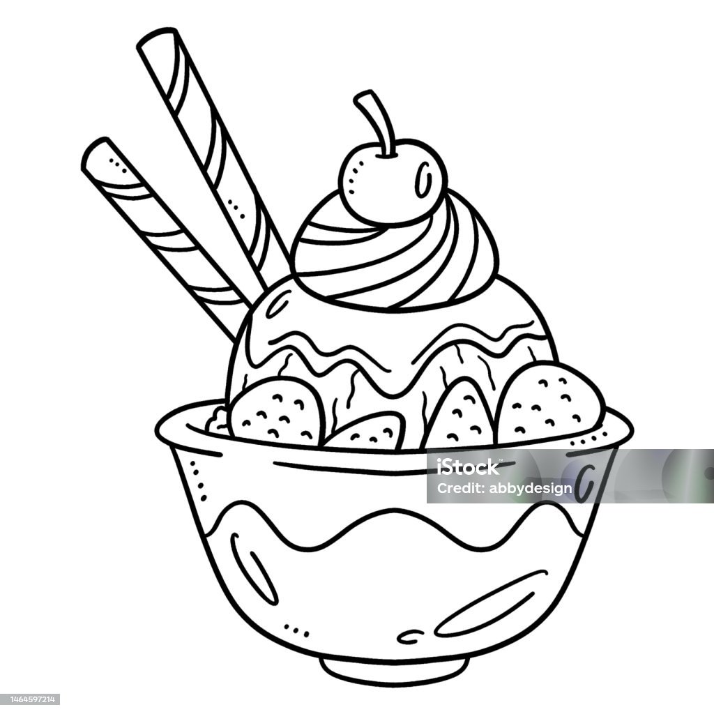 Ice cream isolated coloring page for kids stock illustration