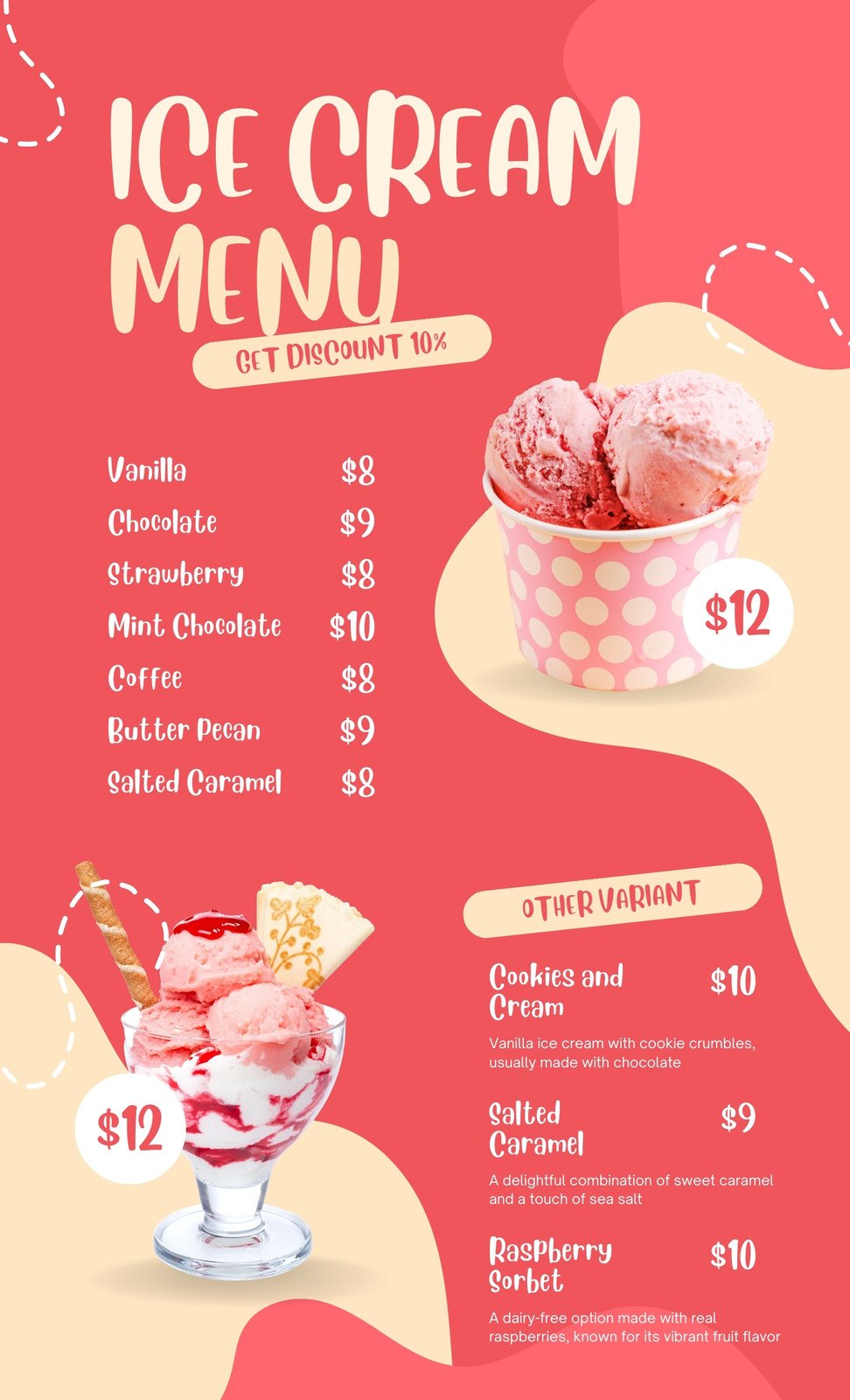 Free printable customizable ice cream menu templates