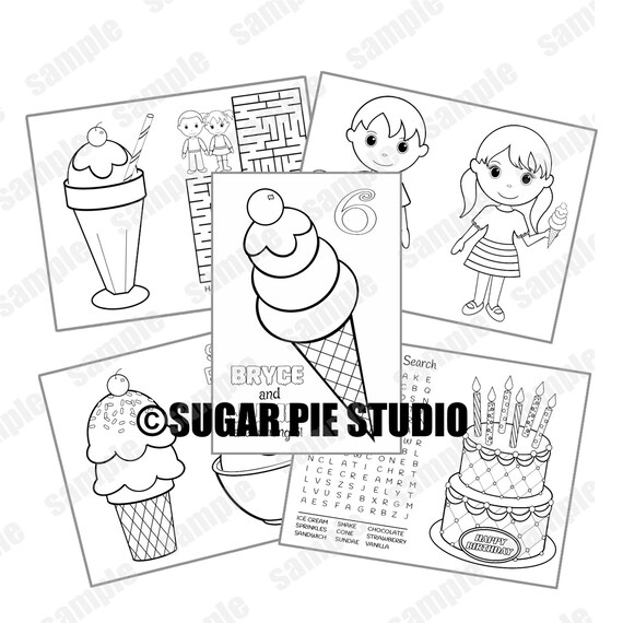 Buy ice cream birthday party favor coloring book gift personalized printable template colouring activity online in india
