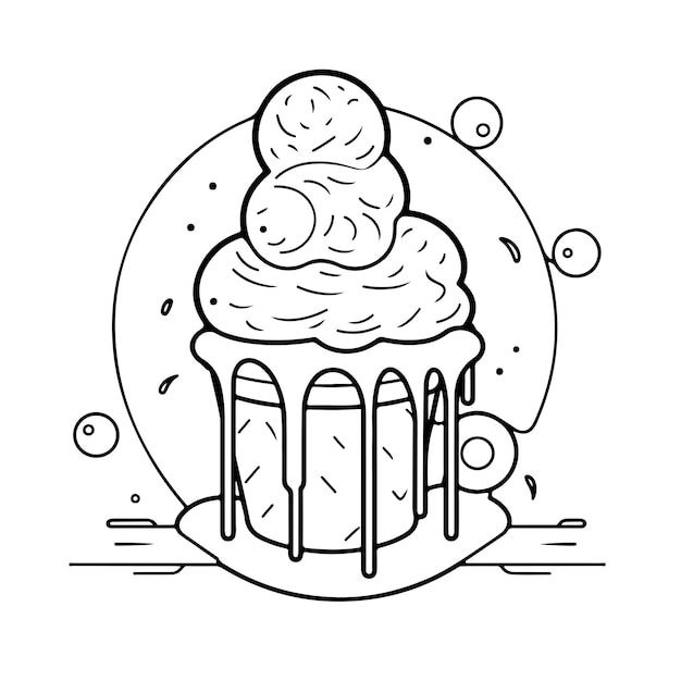 Premium vector sketch hand drawn single line art coloring page ice cream day