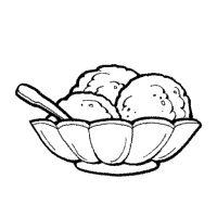 Scoops of ice cream in a dish coloring pages