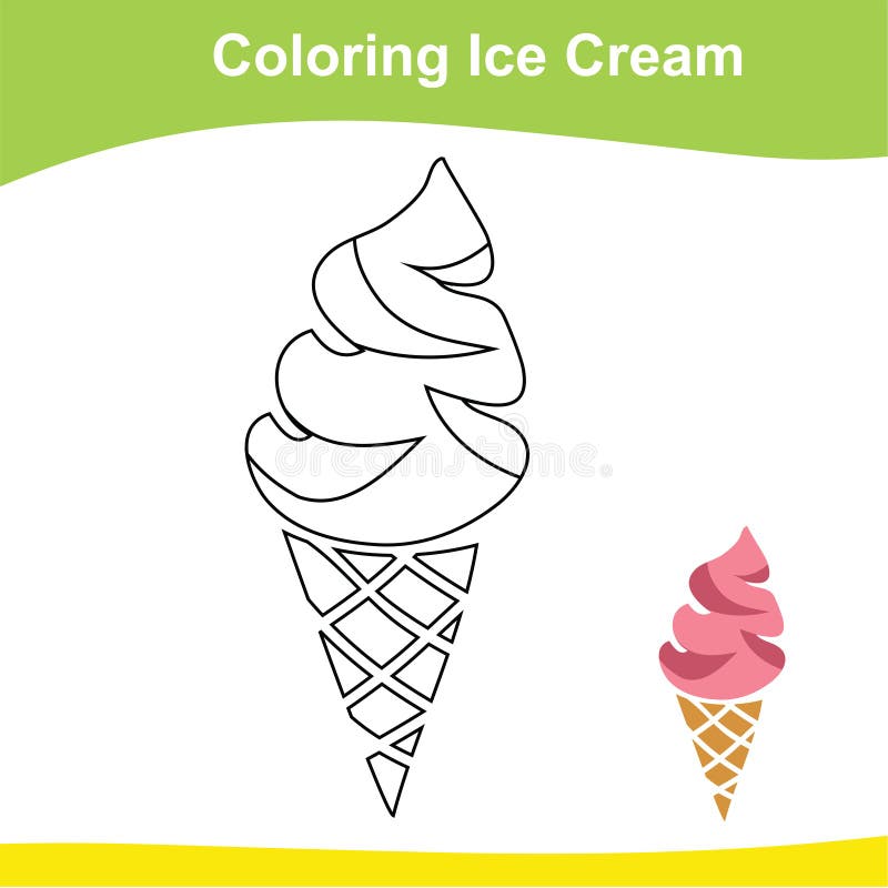 Coloring ice cream worksheet page educational printable coloring worksheet stock vector