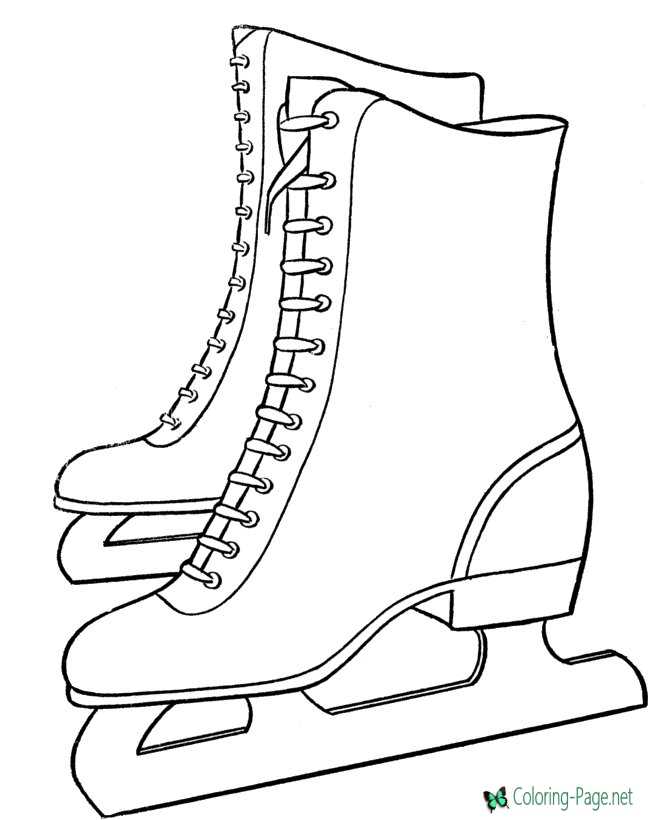 Winter coloring pages skates to color