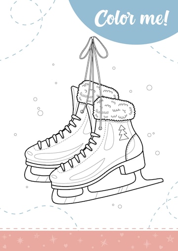 Premium vector coloring page for kids with ice skates a printable worksheet vector illustration