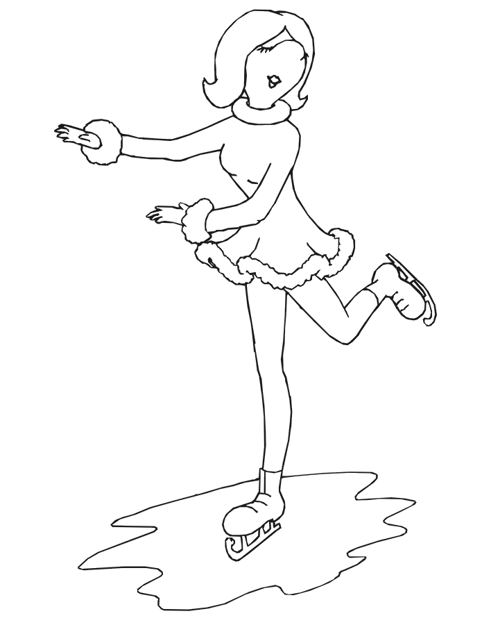 Figure skating coloring page cartoonish woman skating