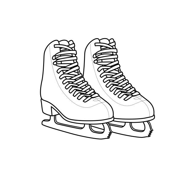 Vector illustration of ice skates isolated on white background clothing costumes and accessories concept cartoon characters education and school kids coloring page printable activity worksheet flashcard stock illustration