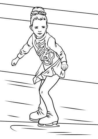 Girl ice skater coloring page from ice skating category select from printable crafts of caâ sports coloring pages coloring pages preschool coloring pages