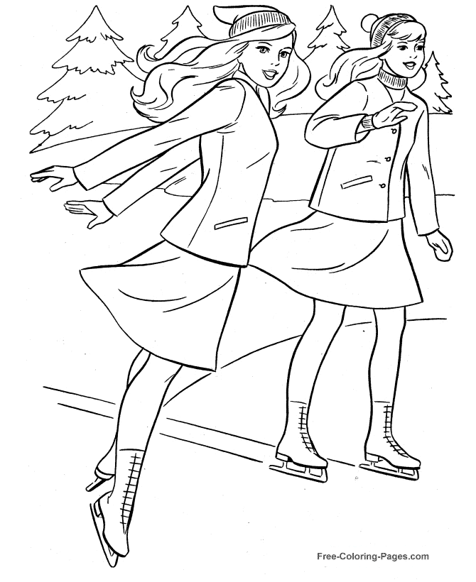 Ice skating coloring pages for girls