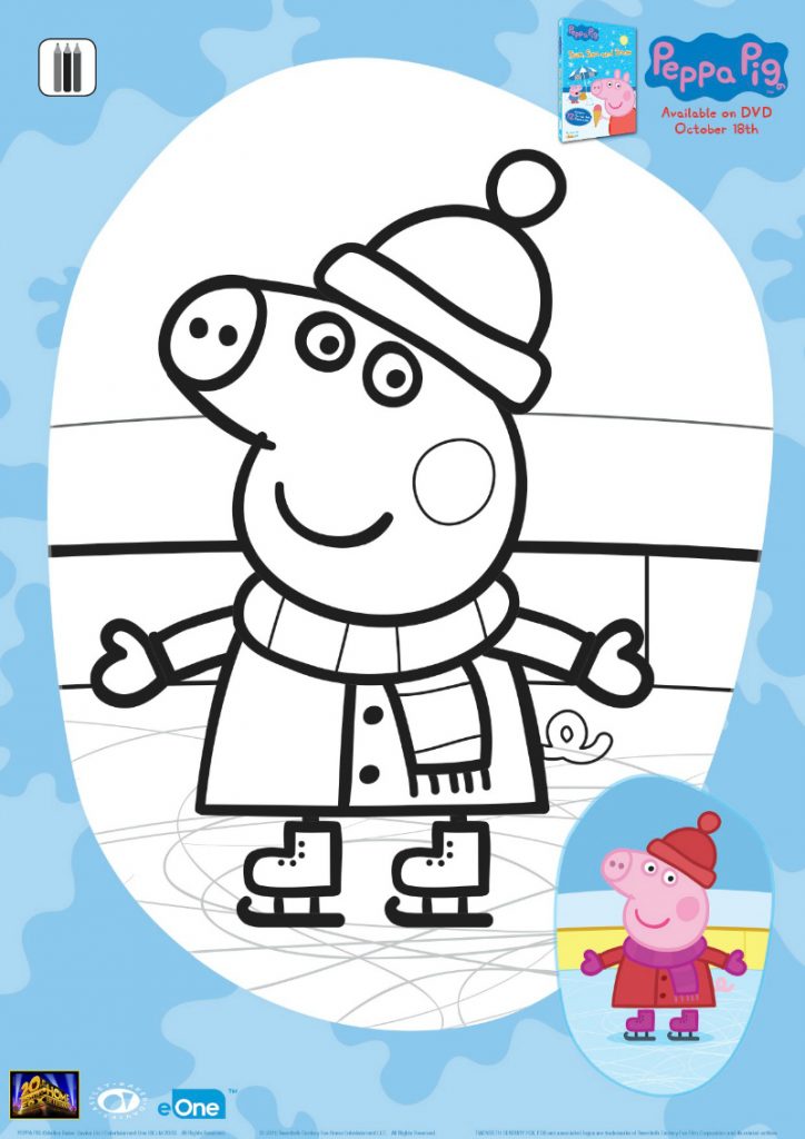 Peppa pig ice skating coloring page