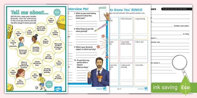 Back to school icebreakers games primary resources