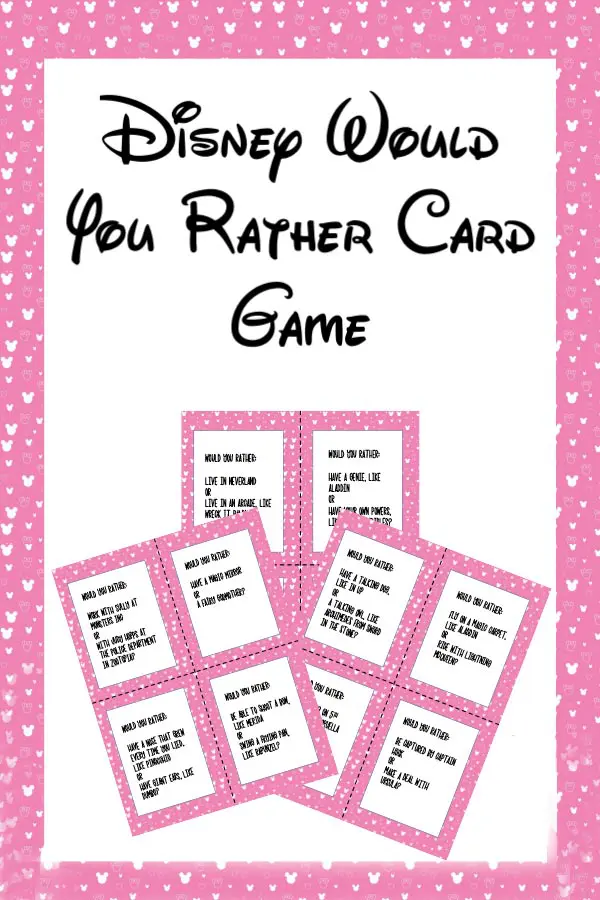 Printable disney themed would you rather questions for kids