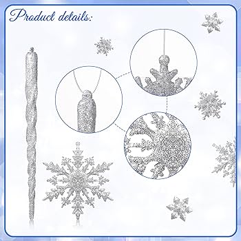 Pieces acrylic icicles christmas snowflake icicle ornaments hanging icicle drop ornaments snowflake icicle decorations set for christmas tree outdoor party decoration silver home kitchen