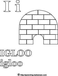 Letter i activity page ice igloo alphabet coloring sheet