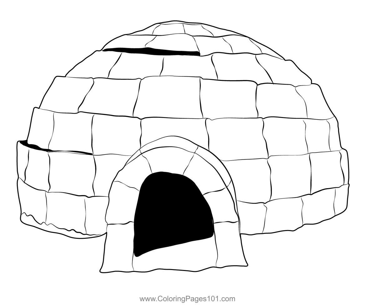 Igloo snow coloring page for kids