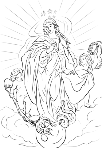 Immaculate conception by rubens coloring page free printable coloring pages