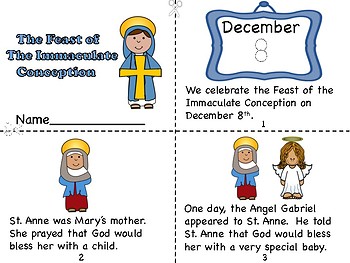 The feast of the immaculate conception mini book and coloring pages