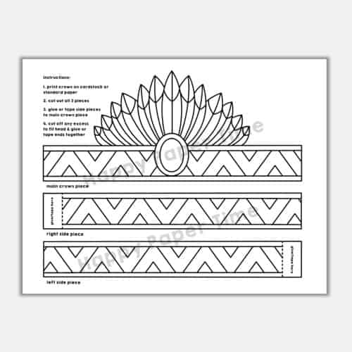 Native american chief headband paper printable craft
