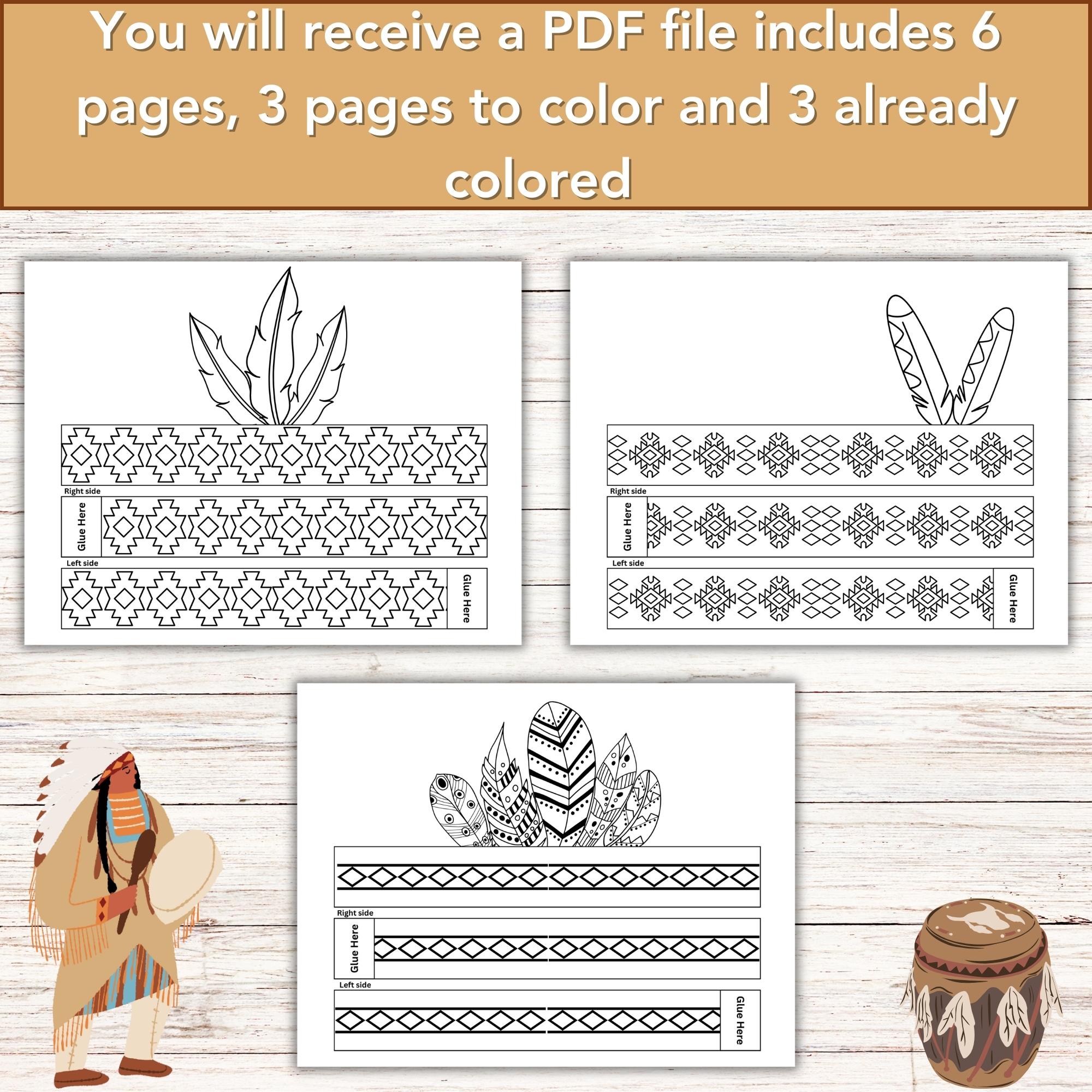 Native american heritage month crafts indigenous paper crown indian headband feather coloring hat made by teachers