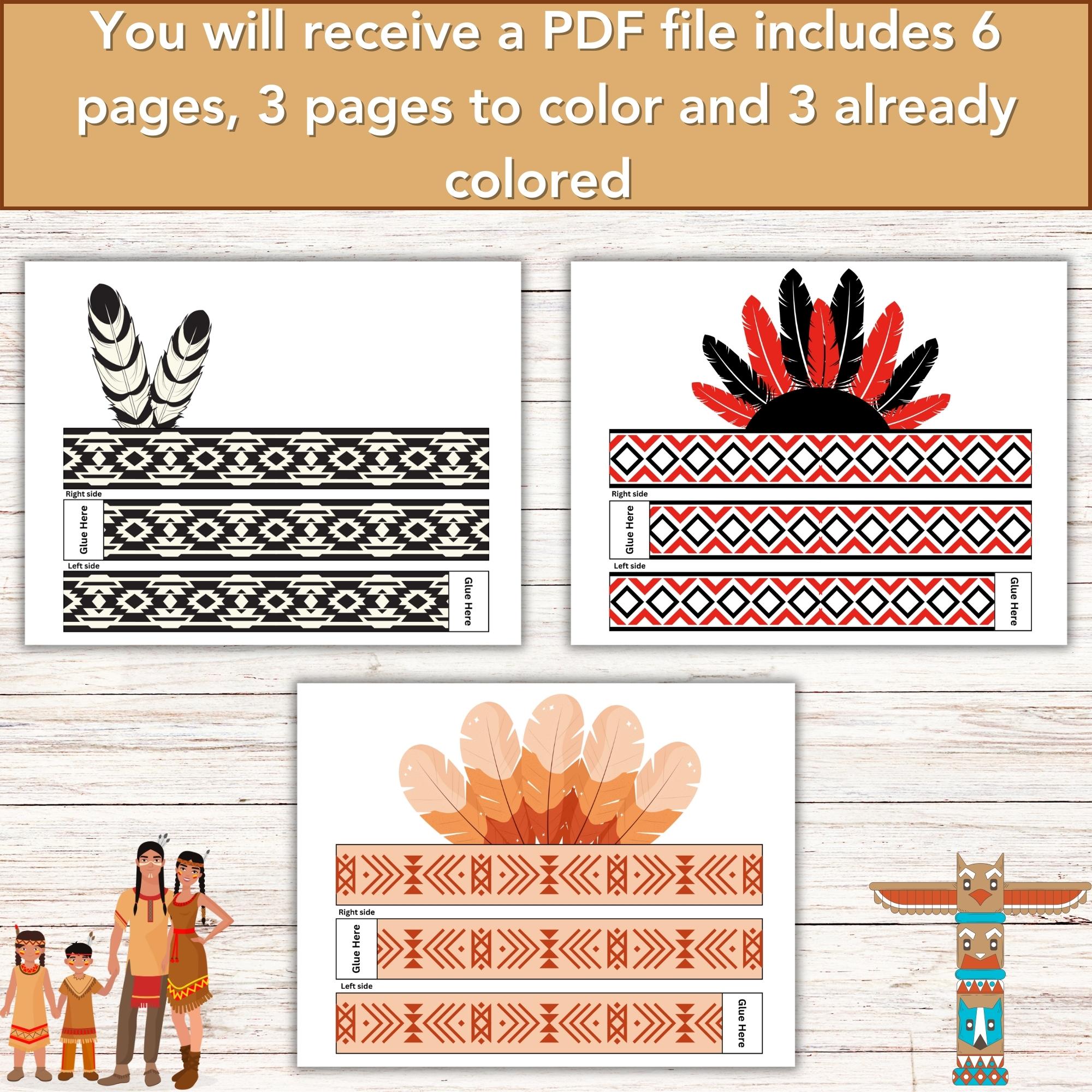 Native american heritage month crafts indigenous paper crown indian headband feather coloring hat made by teachers
