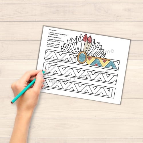 Native american chief headband paper printable craft