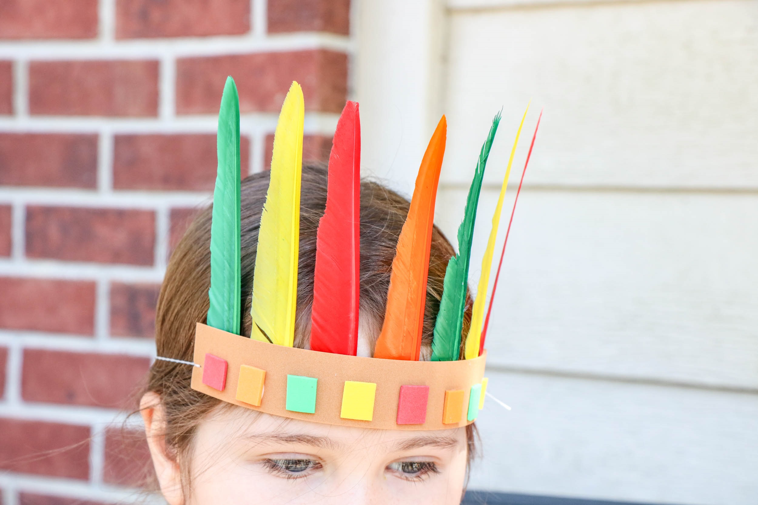 Native american headband craft with feathers