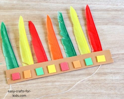 Native american headband craft with feathers