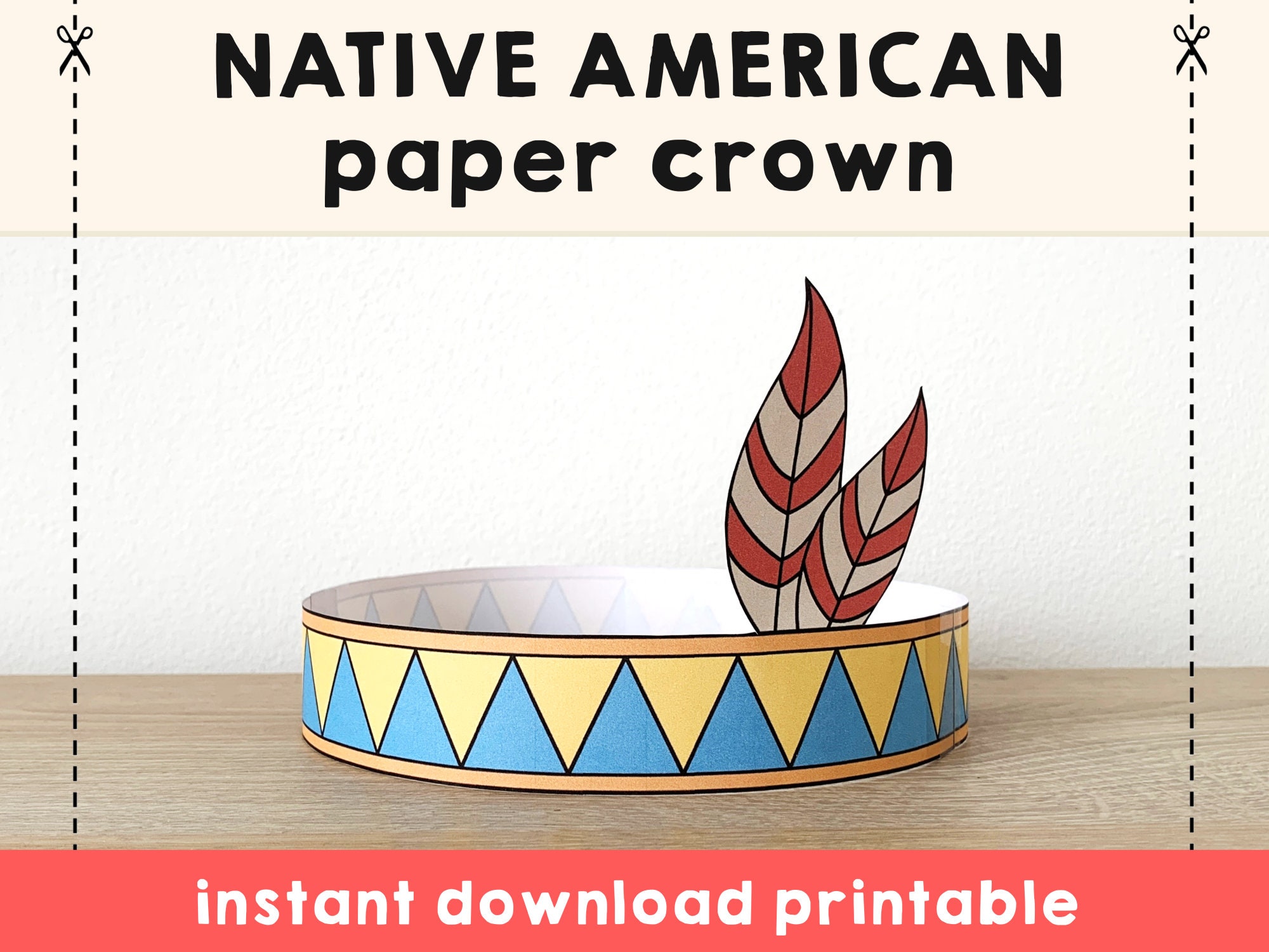 Buy native american paper headband crown party coloring printable kids craft indian birthday decor printable favor pdf costume instant download online in india