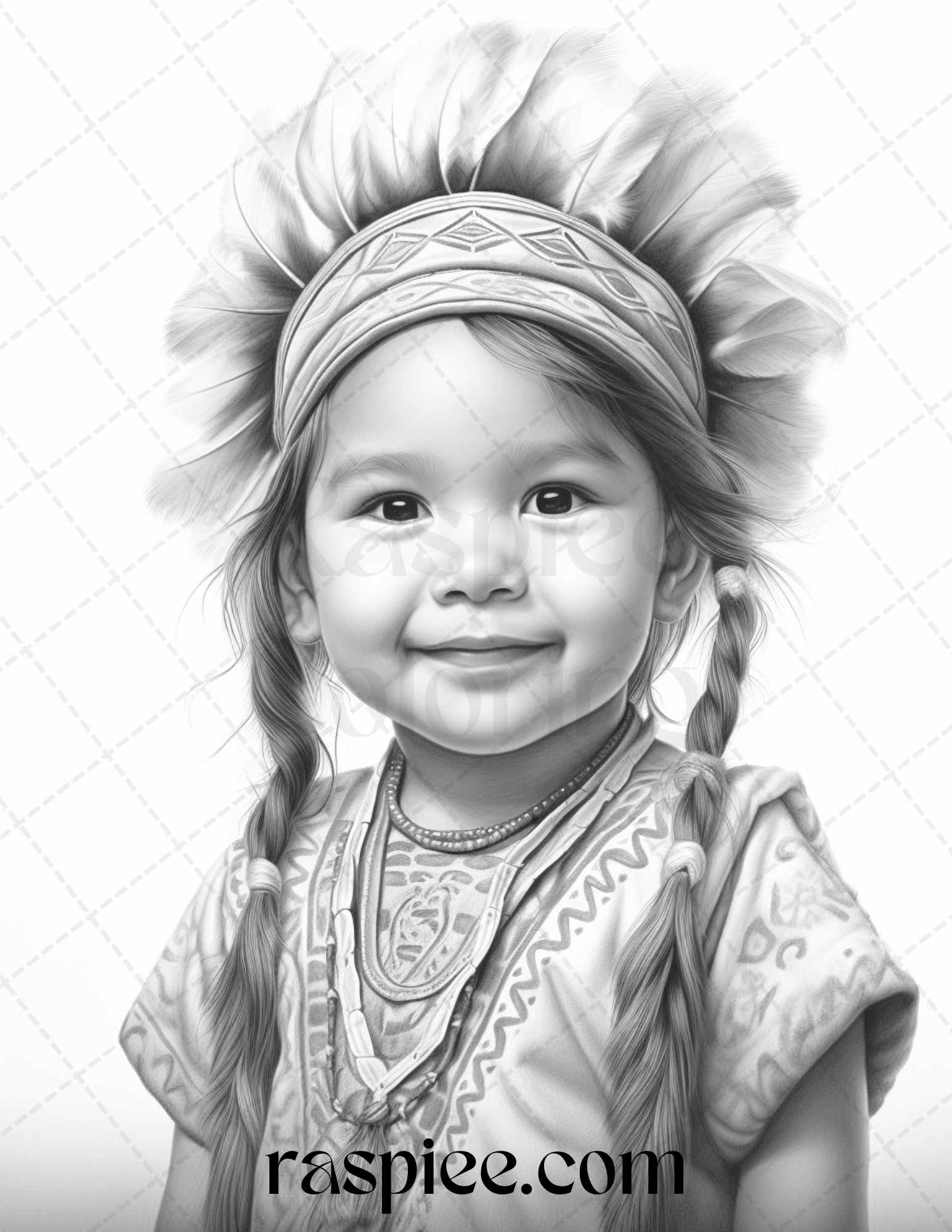 Native american little girls boys grayscale coloring pages printabl â coloring