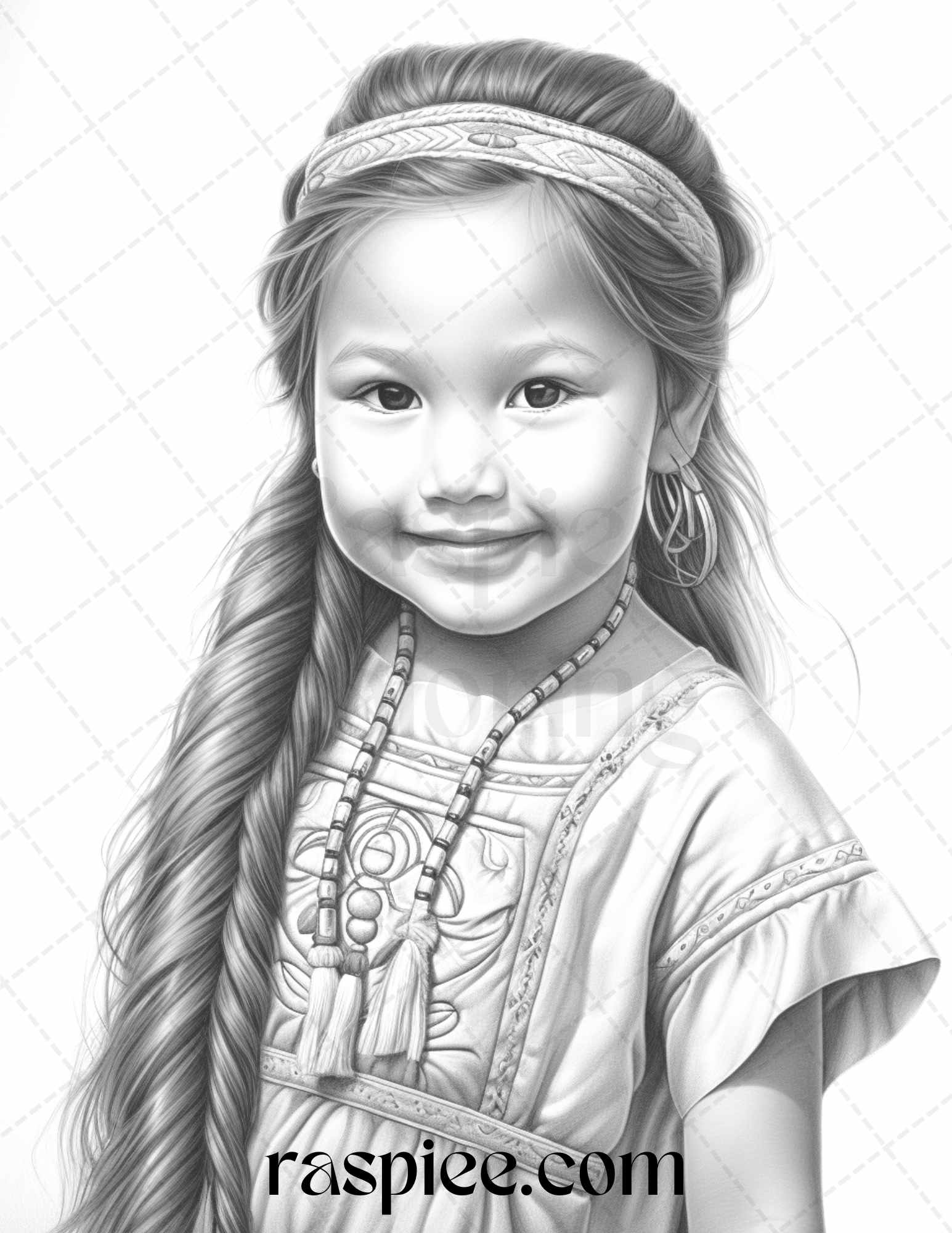 Native american little girls boys grayscale coloring pages printabl â coloring
