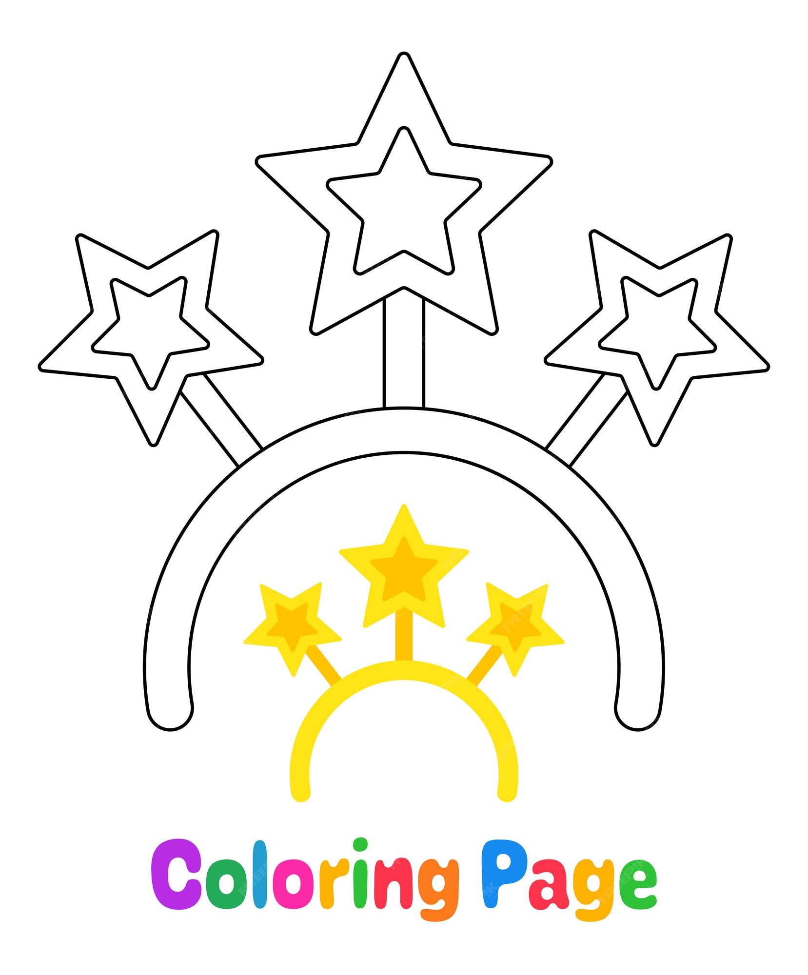Premium vector coloring page with stars headband for kids