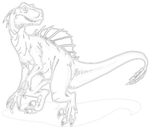Printable velociraptor dinosaur coloring page