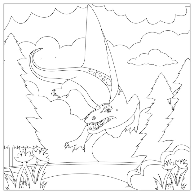 Premium vector dinosaur coloring pages for kids printable premium vector