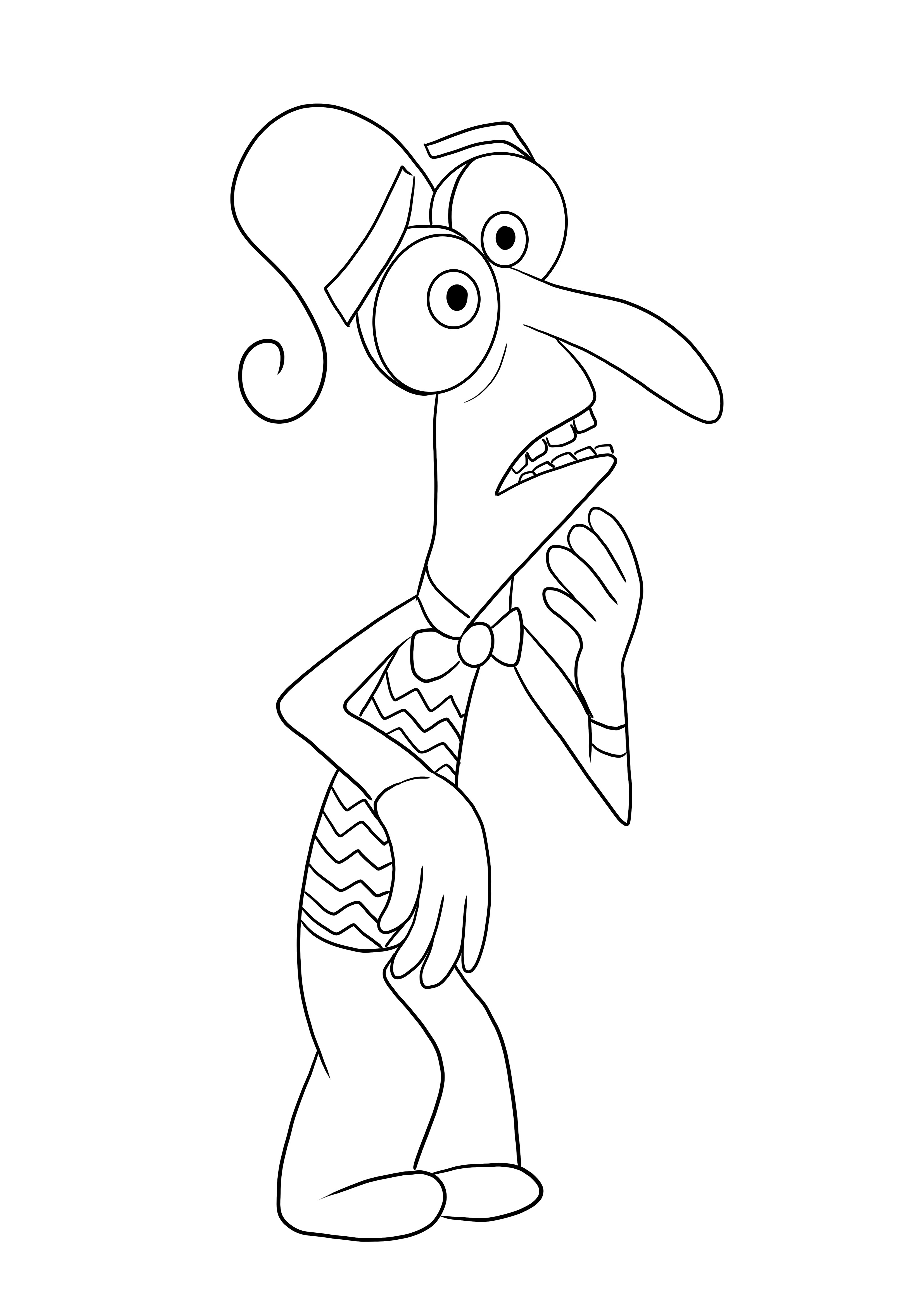 Here is a free printable of fear from inside out for coloring for kids