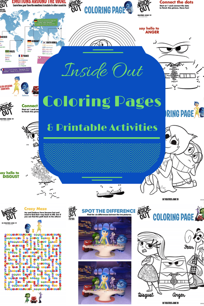 Inside out coloring pages and printable activity sheets