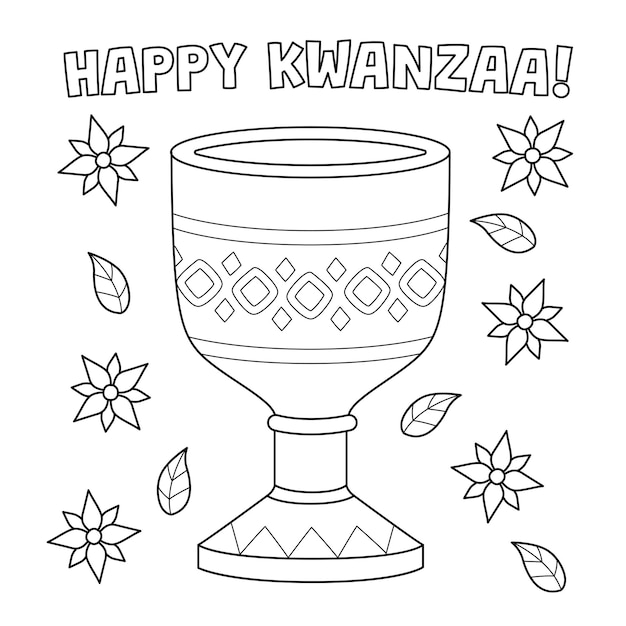 Premium vector kwanzaa unity cup coloring page for kids