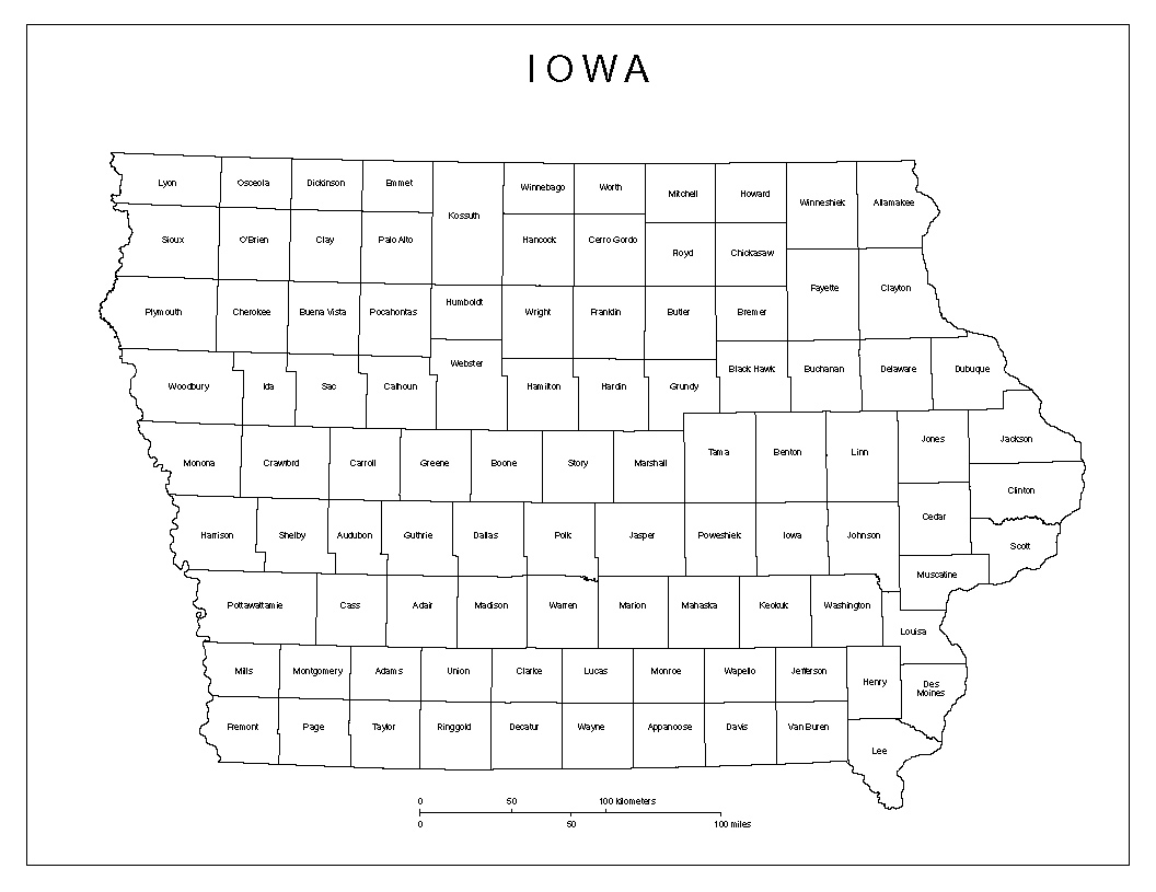 Iowa labeled map