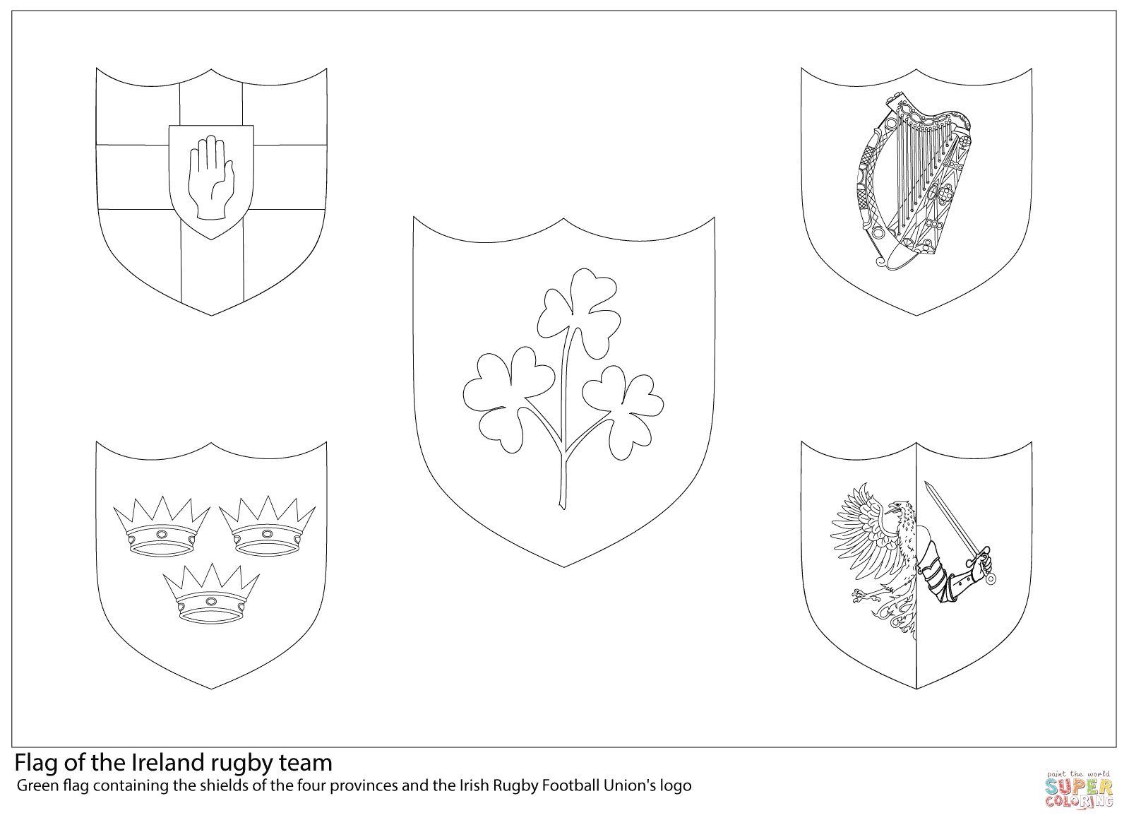 Ireland rugby team flag coloring page free printable coloring pages