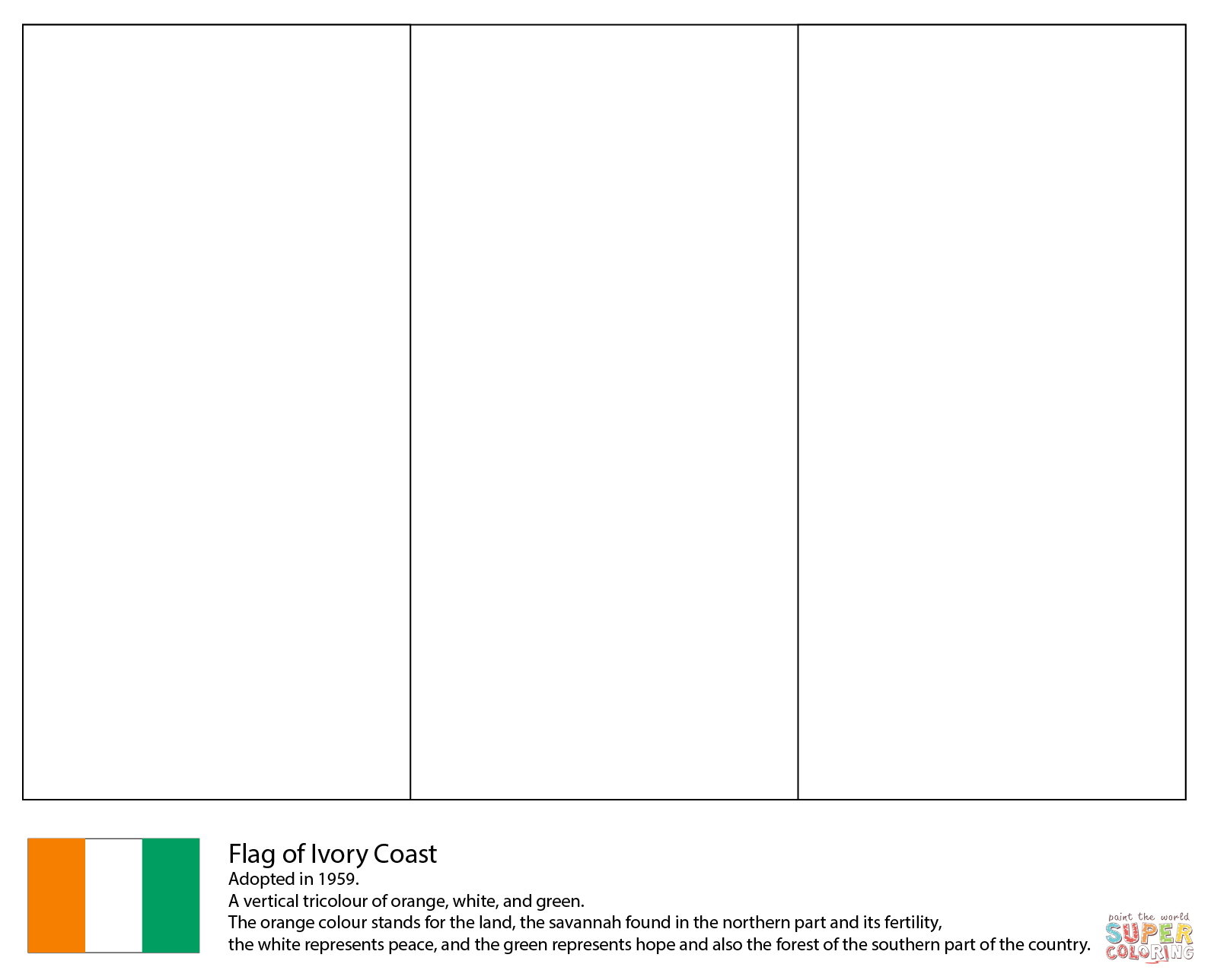 Flag of cãte divoire ivory coast coloring page free printable coloring pages